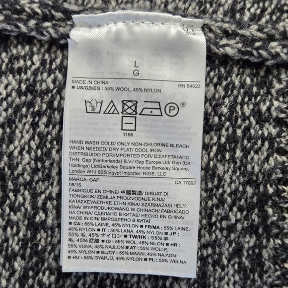 Gap Pullover Sweater Mens Sz L Gray 1/4 Button Up Mock Neck Lambwool Blend - Picture 9 of 13